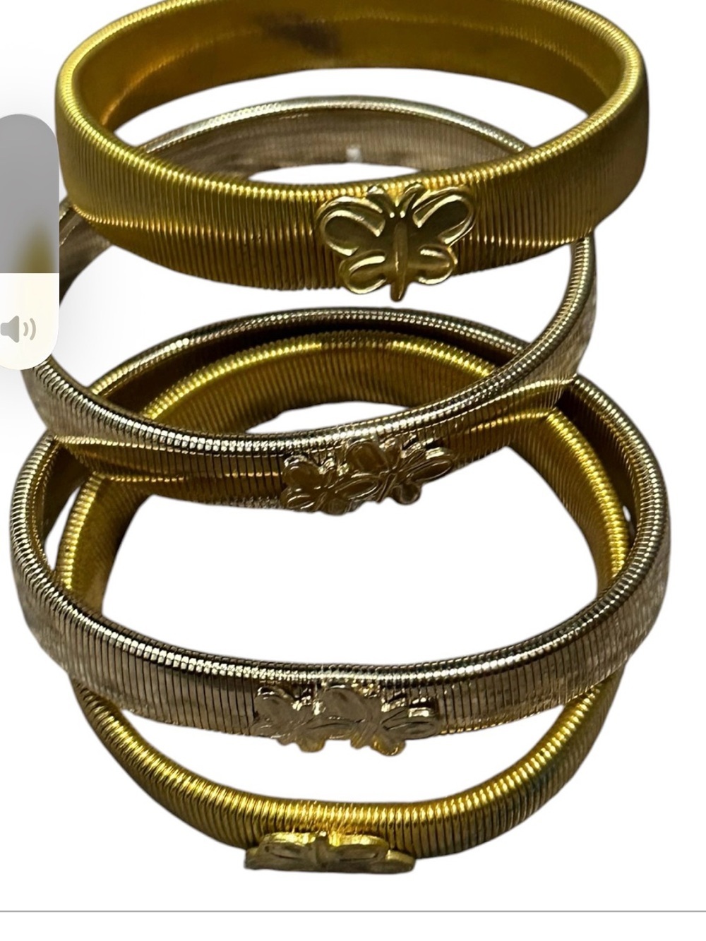 Vintage Gold and Silver Butterfly Bracelet set of 4 Women Jewelry cobra stretch